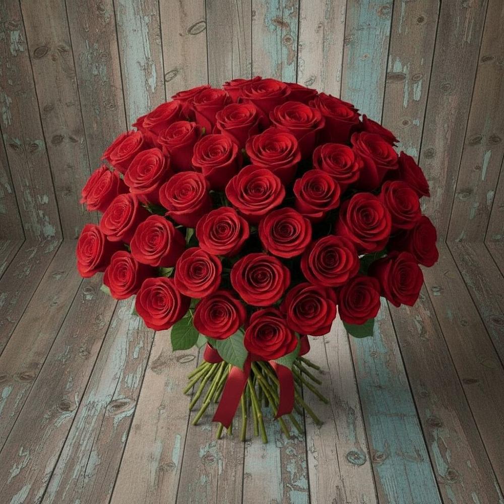 Букет 55 Красных роз Фридом в Торопце