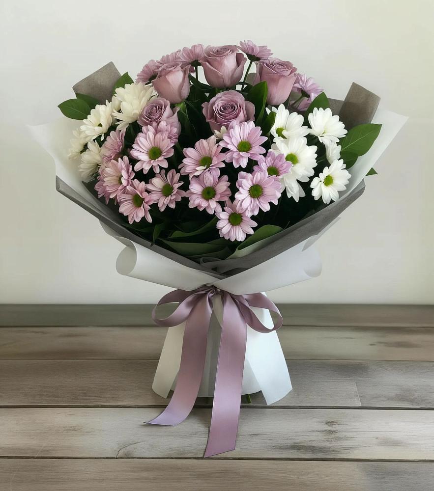 Букет цветов из: Хризантемы и Розы в Торопце