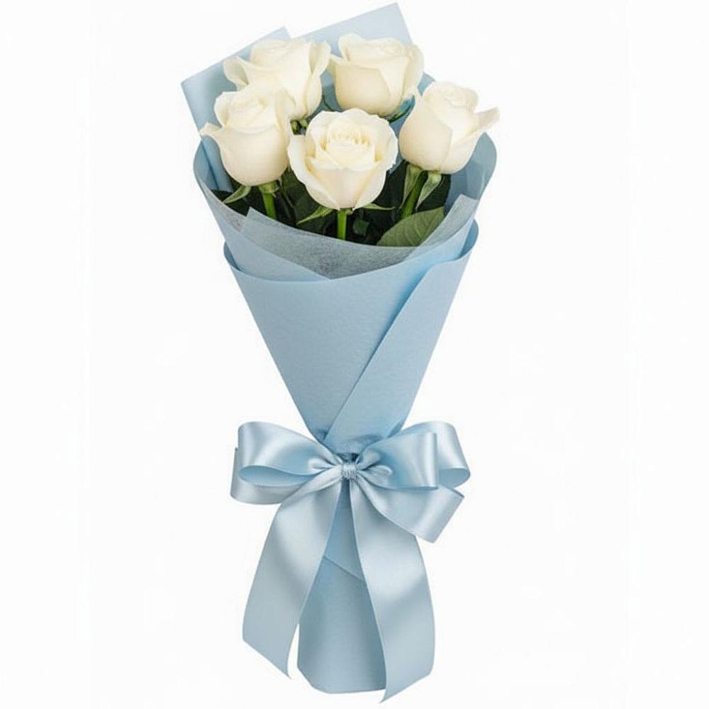 Букет 5 Белых роз Проуд в Торопце