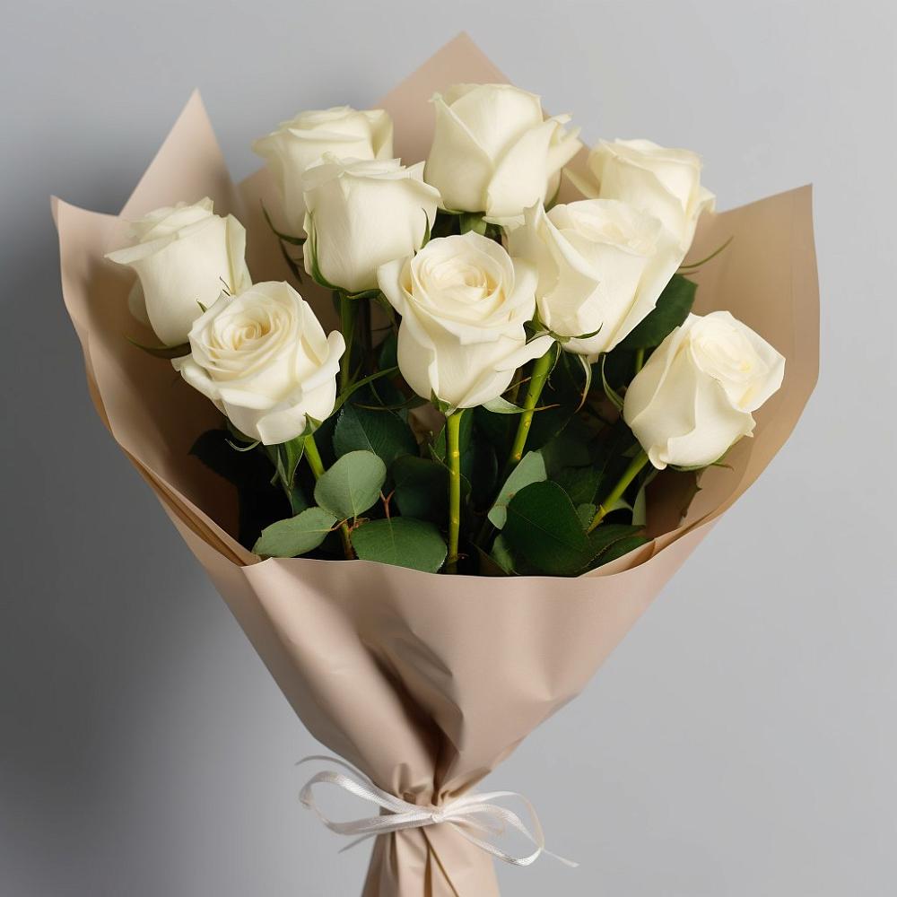 Букет 9 Белых роз Эдлесс Лав в Торопце