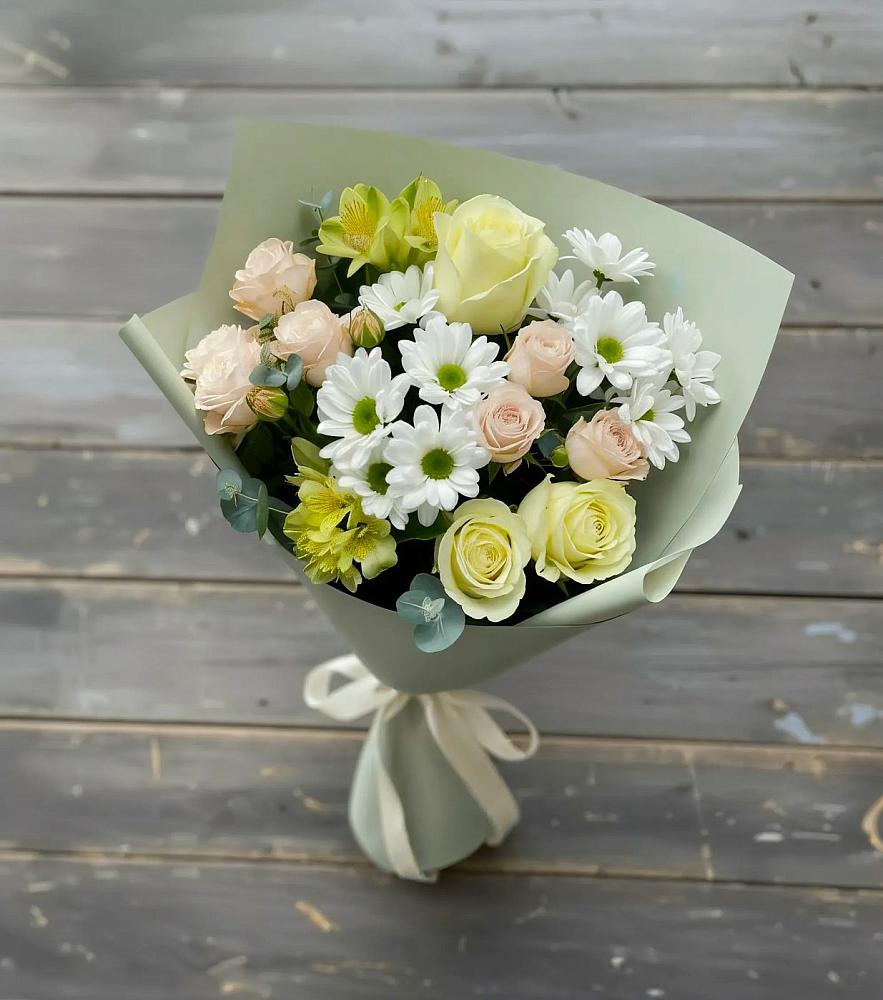 Букет цветов из: Альстромерии, Розы и Хризантемы в Торопце