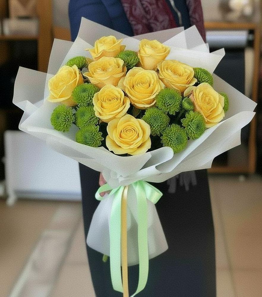 Букет цветов из: Хризантемы и Розы в Торопце