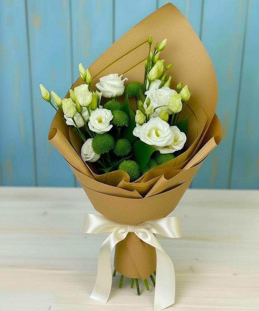 Букет цветов из: Хризантемы и Лизиантусы в Торопце