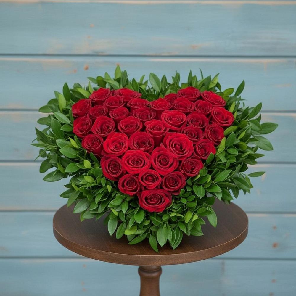 Цветочная композиция из Розы в виде сердца в Торопце