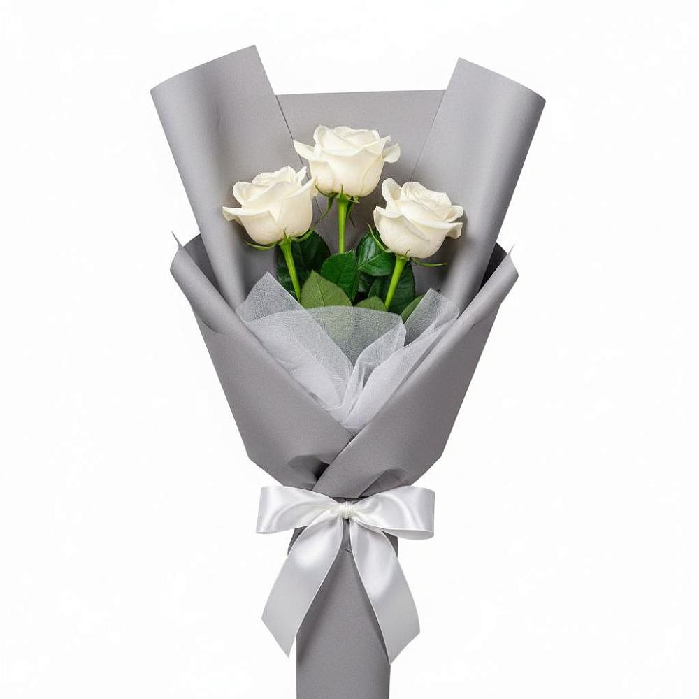 Букет 3 белые розы в Торопце