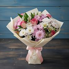 Букет цветов из:  Хризантемы, Альстромерии и Розы в Торопце