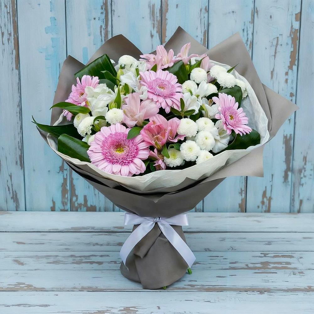 Букет цветов из: Герберы, Альстромерии и Хризантемы в Торопце